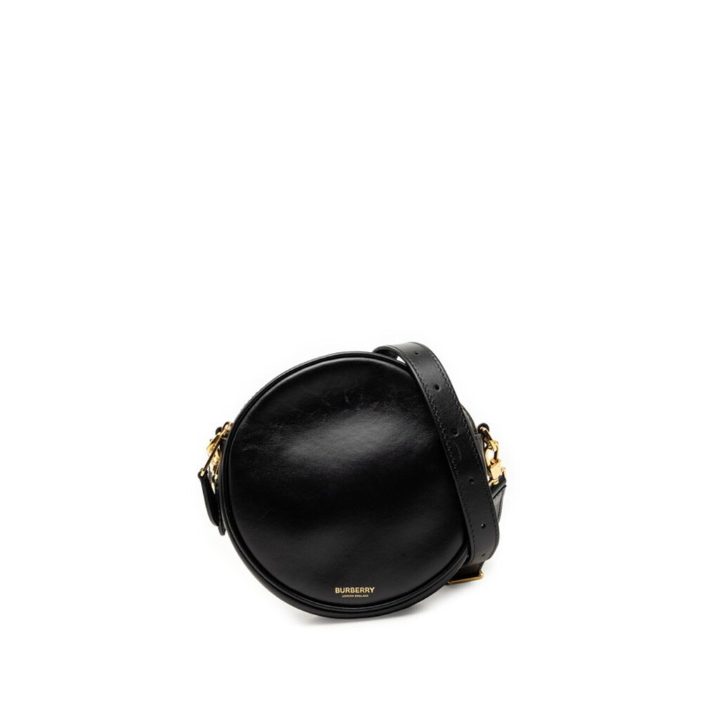 Burberry Round Crossbody Shoulder Bag, Black Leather, Women's BURBERRY